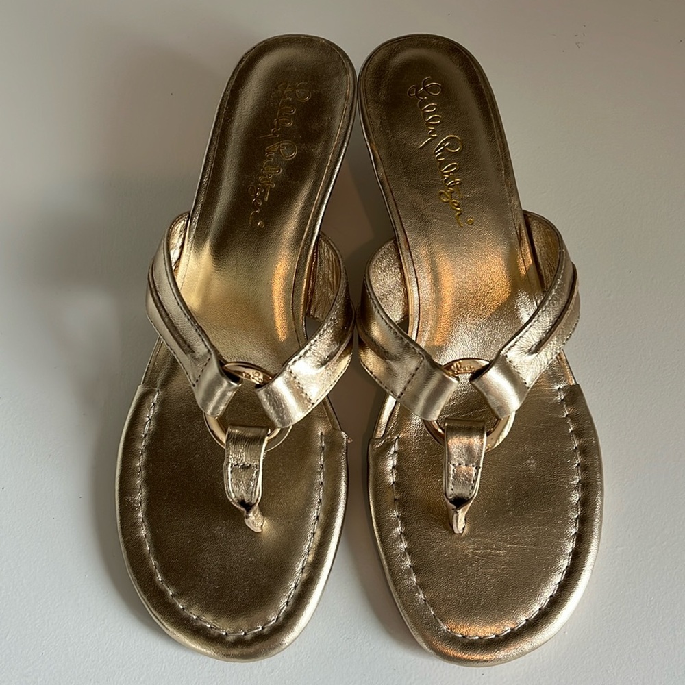 Lilly Pulitzer McKim wedge gold sandals